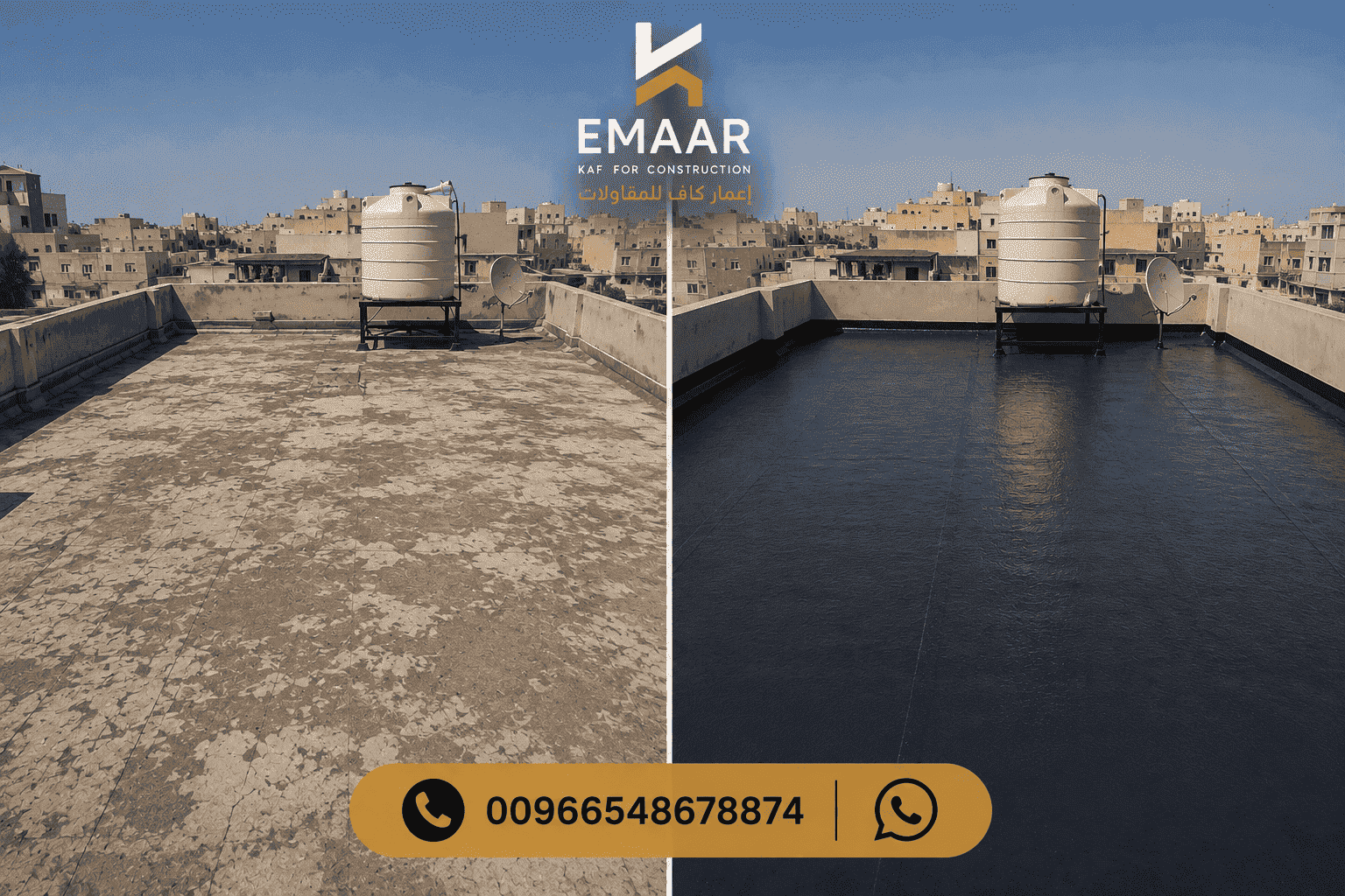 افضل عازل مائي للاسطح بالبيتومين قبل وبعد التنفيذ في جدة 2026